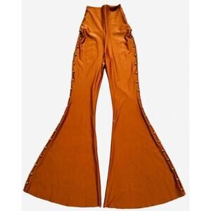 Cat O’ Nine Rust Shiny Metallic Gold Studded custom Bell bottoms pants